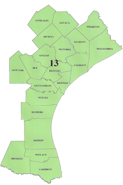 Map of 20 counties of 13th CoA